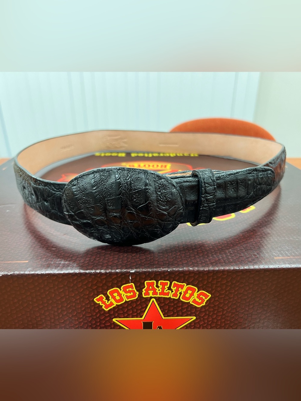 Los Altos Black Crocodile Leather Belt